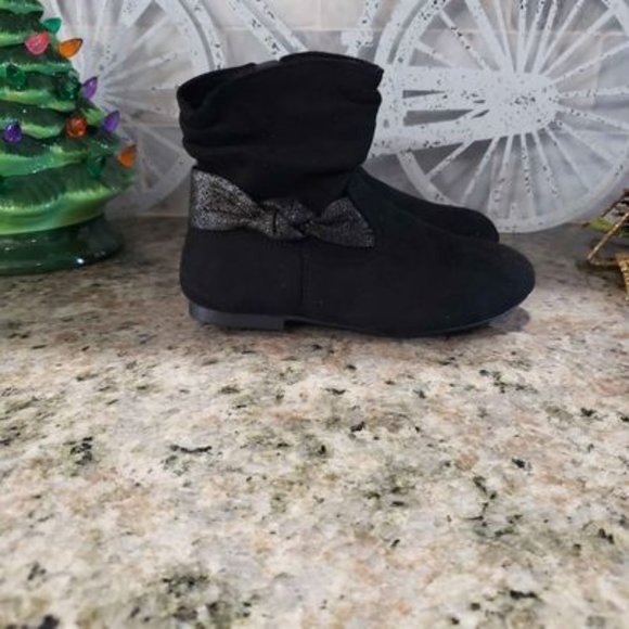NWT Wonder Nation Toddler Girls Slouch Black Glitter Boots - Picture 2 of 7